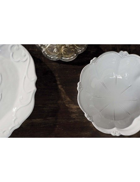 Linea Italica – Serveerschaal rond met bloemenreliëf , wit (afbeelding 2)