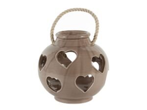 Linea Lanterna – Windlicht met hartjes patroon , taupe
