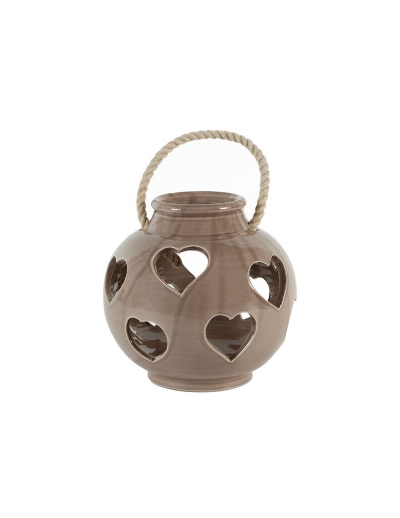 Linea Lanterna – Windlicht met hartjes patroon , taupe