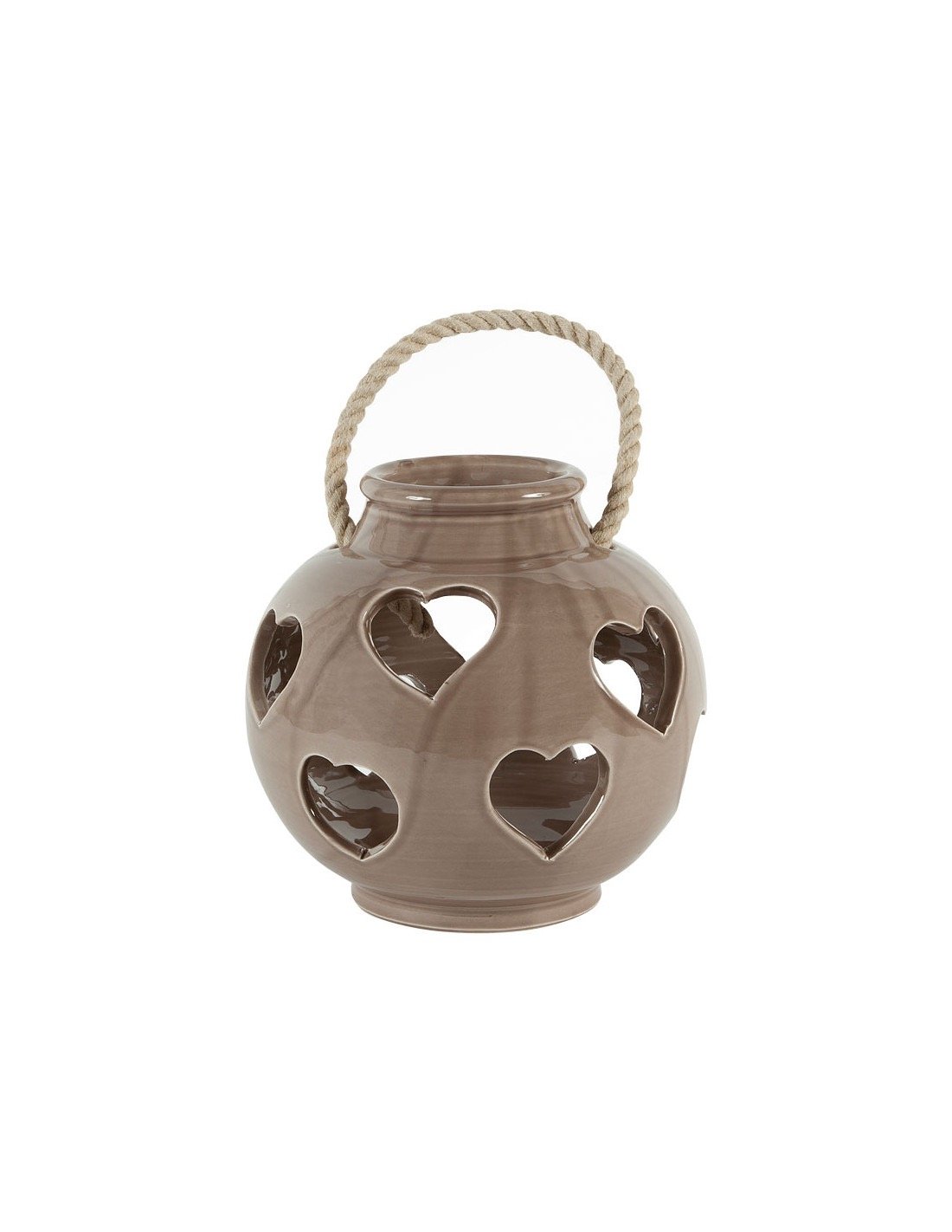 Linea Lanterna – Windlicht met hartjes patroon , taupe