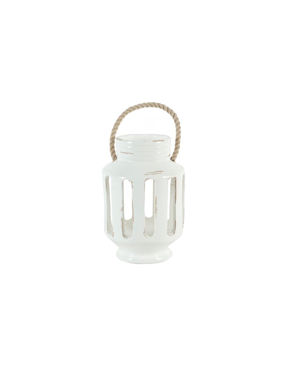 Linea Lanterna – Windlicht met lijnen patroon , wit