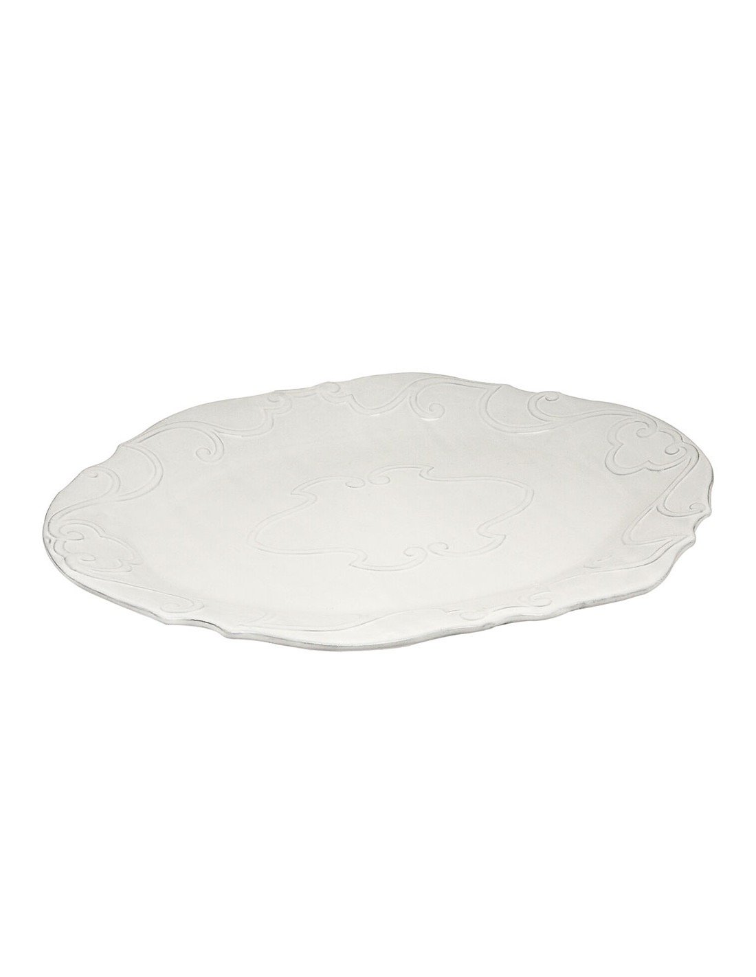 Linea Italica – Serveerschaal ovaal met elegant reliëf , wit