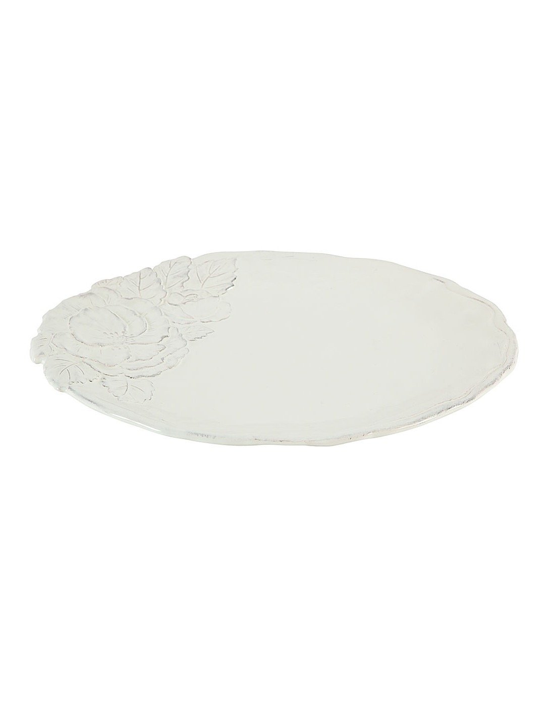 Linea Romantica – Dinerbord met rozenreliëf , wit