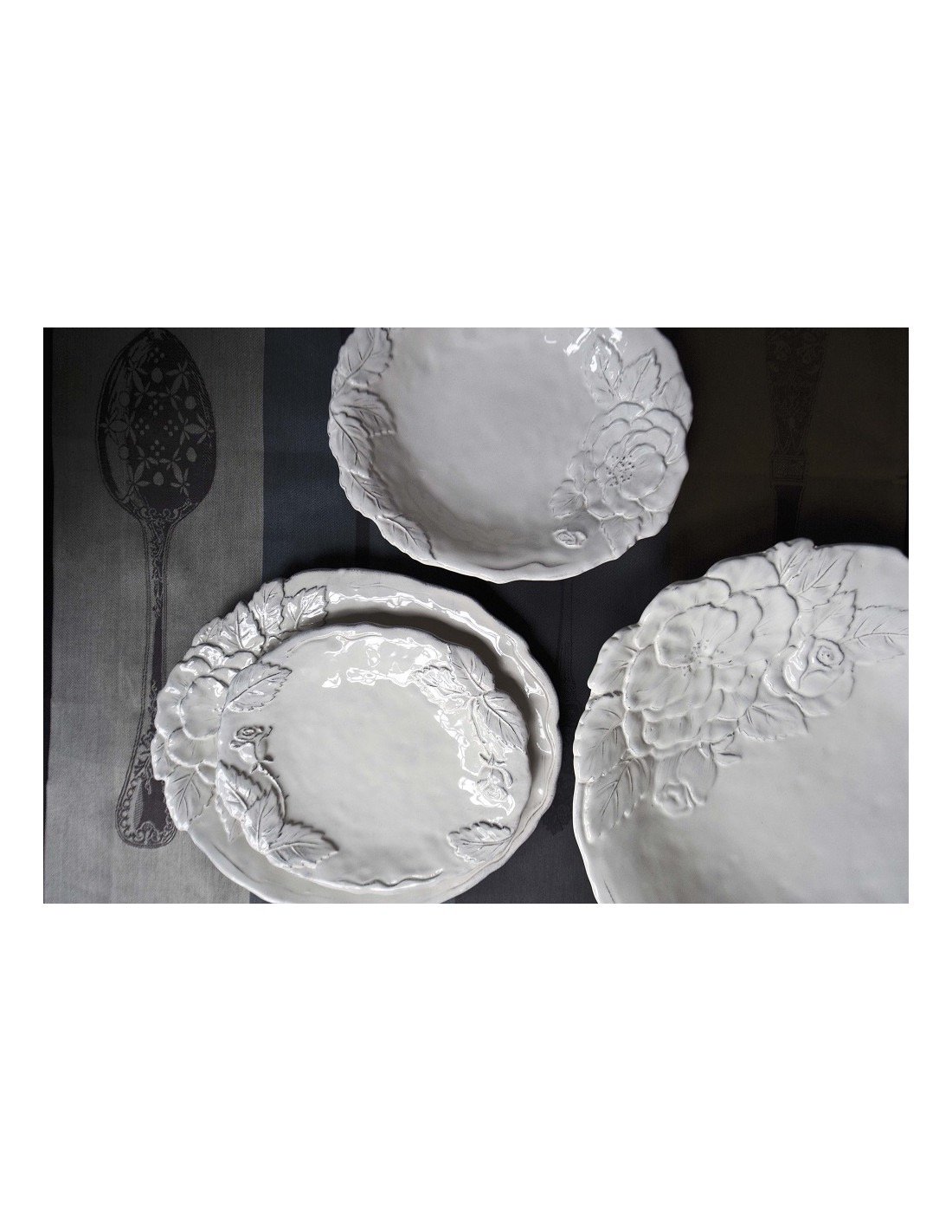Linea Romantica – Dinerbord met rozenreliëf , wit (afbeelding 2)
