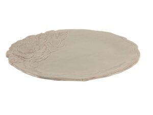 Linea Romantica – Dinerbord met rozenreliëf , warm grijs