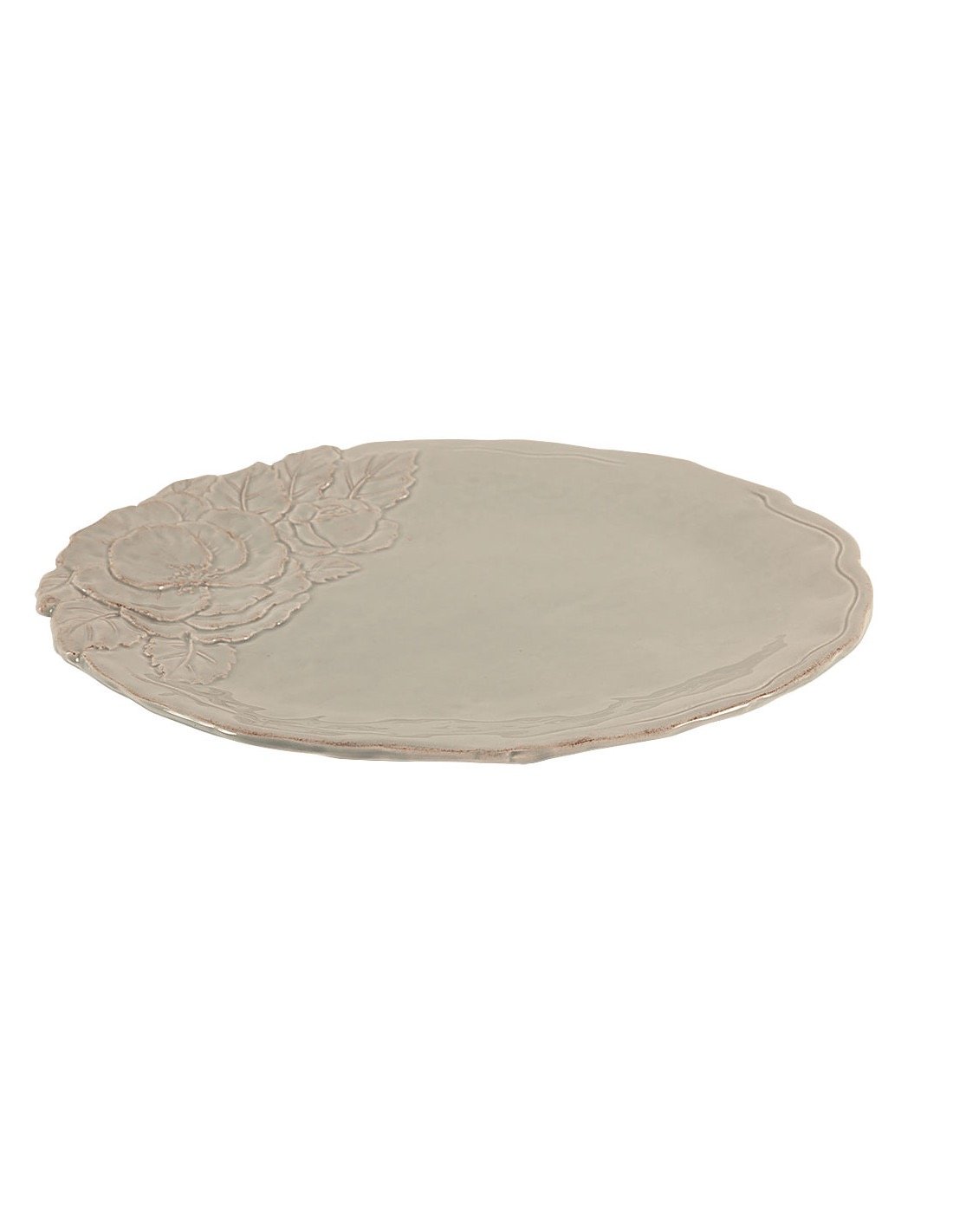 Linea Romantica – Dinerbord met rozenreliëf , warm grijs