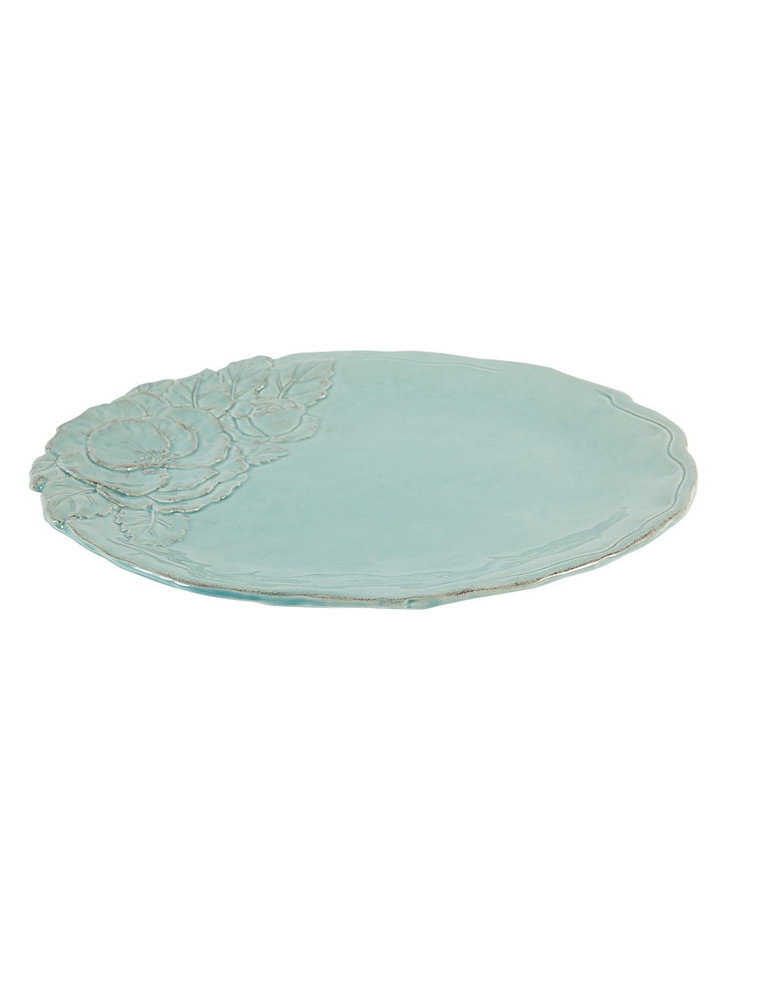 Linea Romantica – Dinerbord met rozenreliëf , turquoise