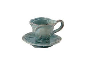 Linea Romantica – Espresso Koffie kopje in de vorm van een roos , turquoise